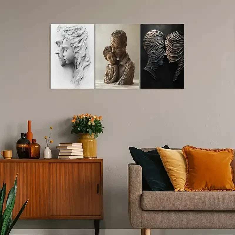 3pcs Vintage Father & Son Texture Metal Print Ready to Hang Art - Bella Home Decor