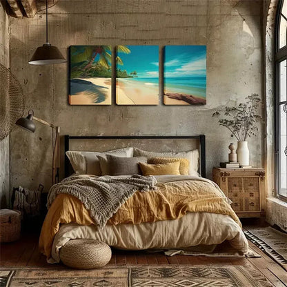 3pcs Attractive Romantic Beach Wall Art Canvas Unframed - High Quality Print 100% Australian Made Wall Canvas - Bella Home Decor