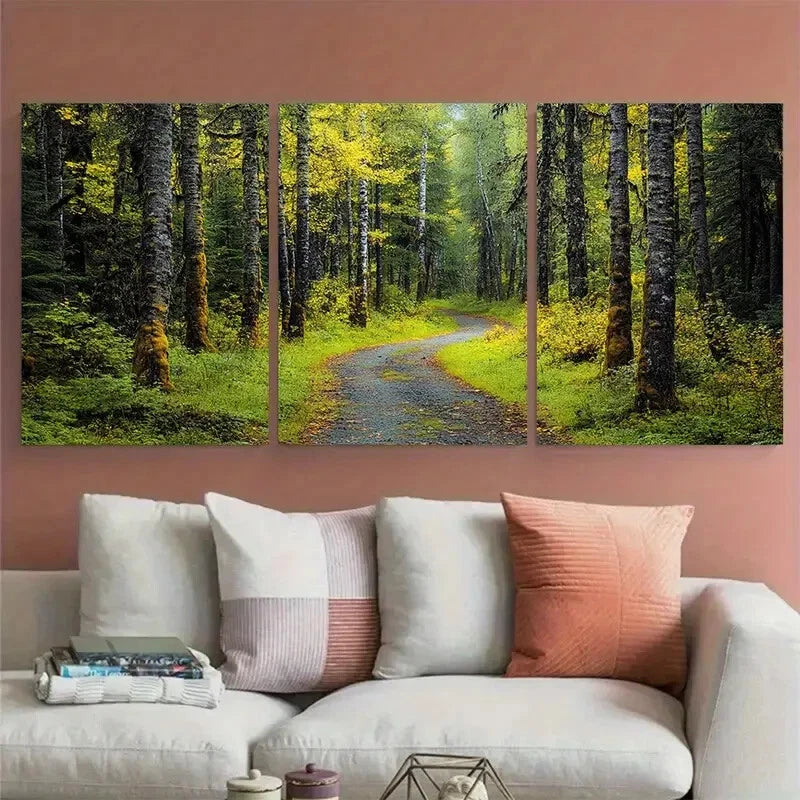 3pcs Soldotna Kenai Peninsula Boreal Forest Metal Print Ready to Hang Art - Bella Home Decor