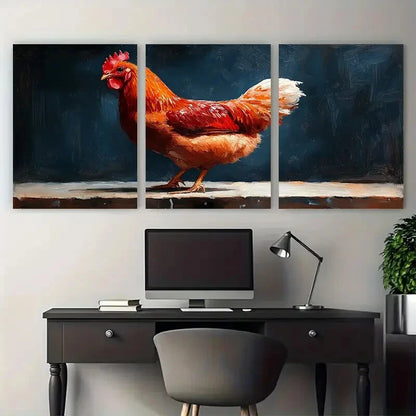 3pcs Chicken Hen Farm Animal Bird Metal Print Ready to Hang Art - Bella Home Decor