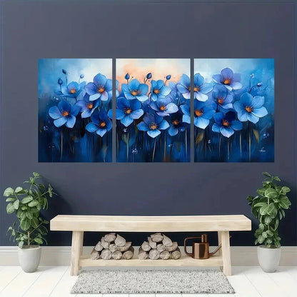 3pcs Bluebell Painting Flowers Watercolor Metal Print Ready to Hang Art - Bella Home Decor