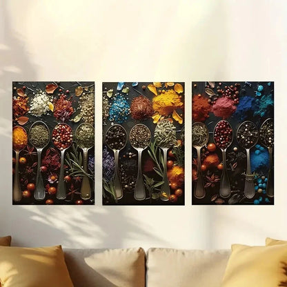 3pcs Vibrant Spice Collection Wall Art Set Canvas Framed 40x60cm - High Quality Print 100% Australian Made Wall Canvas Ready to Hang - Bella Home Decor