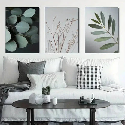 3pcs Leaves, Dandelion, Palm Leaves Wall Art Canvas Unframed - High Quality Print 100% Australian Made Wall Canvas