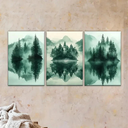 3pcs Three different views of a forest Wall Art Set Canvas Framed 60x90cm - High Quality Print 100% Australian Made Wall Canvas Ready to Hang