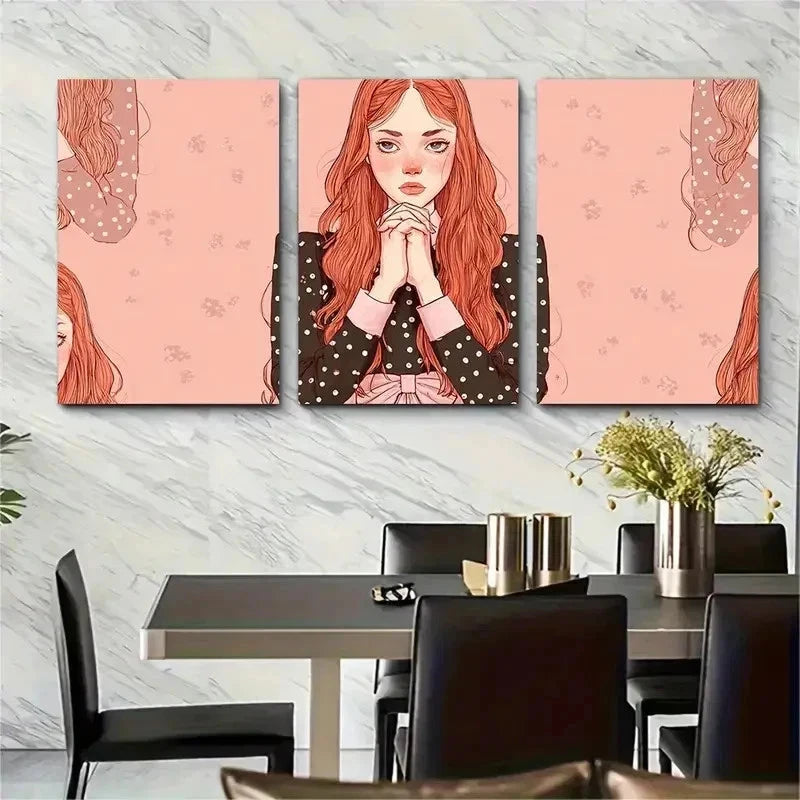 3pcs Very Demure Very Mindful Pink Perfect Wall Art Set Canvas Framed 50x70cm - High Quality Print 100% Australian Made Wall Canvas Ready to Hang