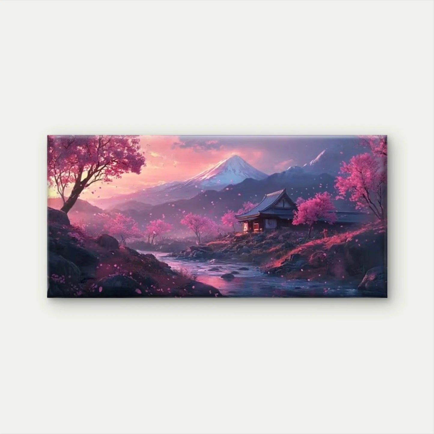 Tranquil Stream Landscape Wall Art Canvas Office Home Room Framed 120x60cm