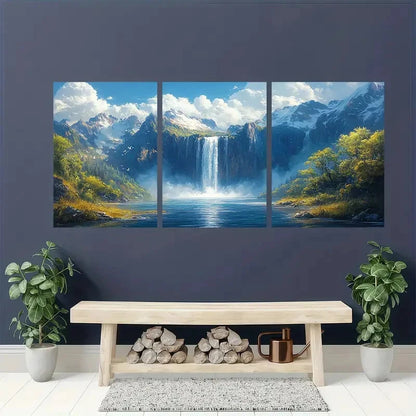 3pcs Magical Nature Waterfall Scenery Landscape Metal Print Ready to Hang Art