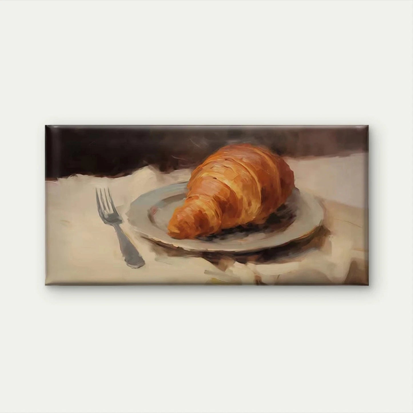 Croissant Bread Painting Wall Art Canvas Office Home Room Framed 120x60cm