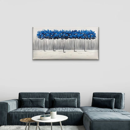 Blue Tree Abstract Wall Art Canvas Office Home Room Framed 120x60cm