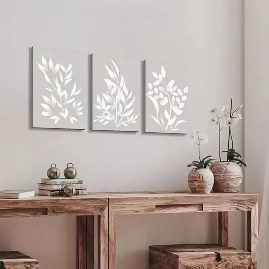 3pcs Abstract Botanical Watercolor Prints Wall Art Set Canvas Framed 50x70cm - High Quality Print 100% Australian Made Wall Canvas Ready to Hang