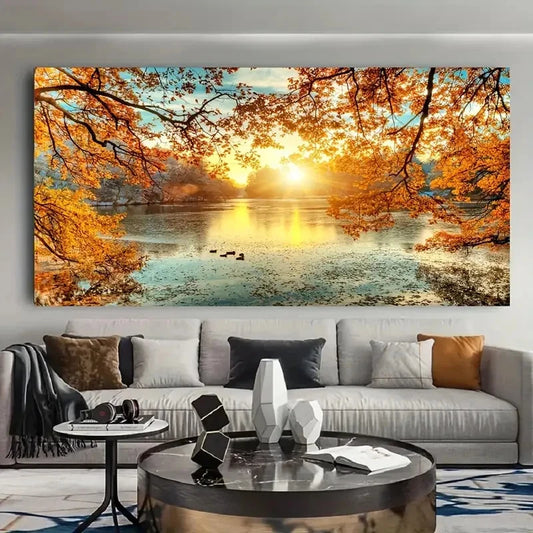 Rustic Sunset Scenery wall canvas office home room framed 120x60cm - Bella Home Decor