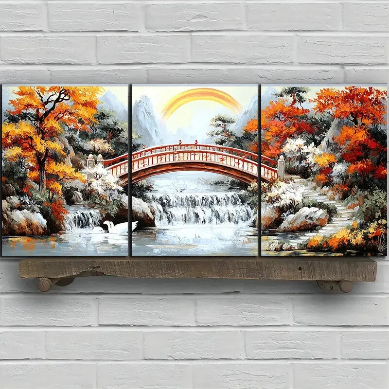 3pcs The Bridge Under The Rainbow Metal Print Ready to Hang Art - Bella Home Decor
