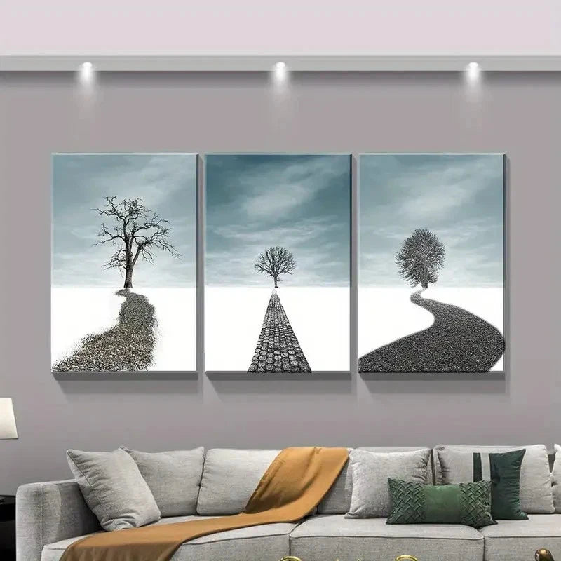 3pcs Dead Tree Scenery in Snow Landscape Metal Print Ready to Hang Art - Bella Home Decor