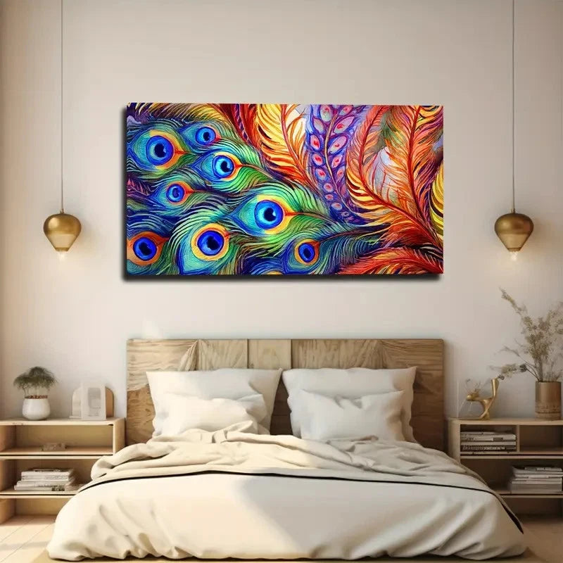 Beautiful Peacock Clothes Wall Art Canvas Office Home Room Framed 120x60cm