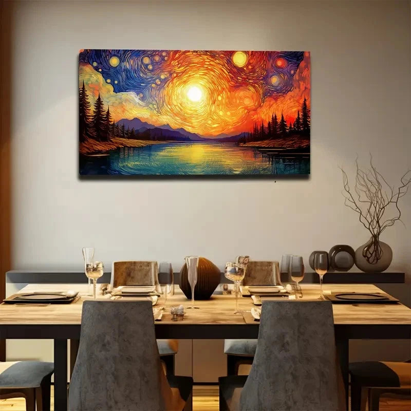 Mountain And Lake Wall Art Canvas Office Home Room Framed 120x60cm