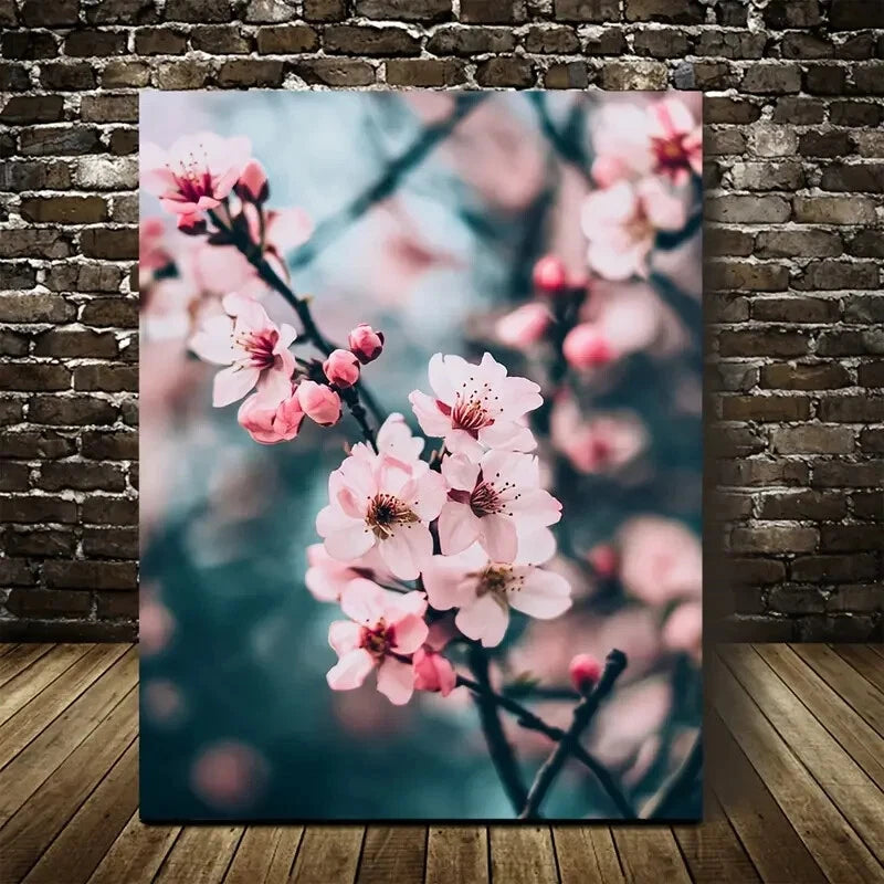 Beautiful Vibrant Pink Floral Blossom Painting 40x60cm Metal Print Ready to Hang - Bella Home Decor