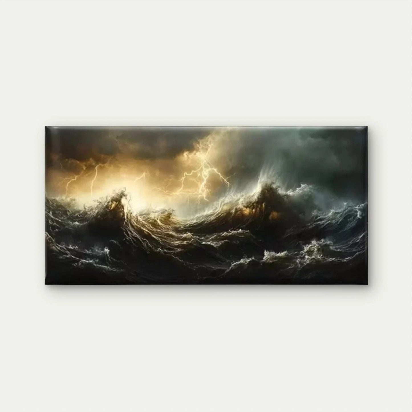 Ocean Storm Seascape Wall Art Canvas Office Home Room Framed 120x60cm