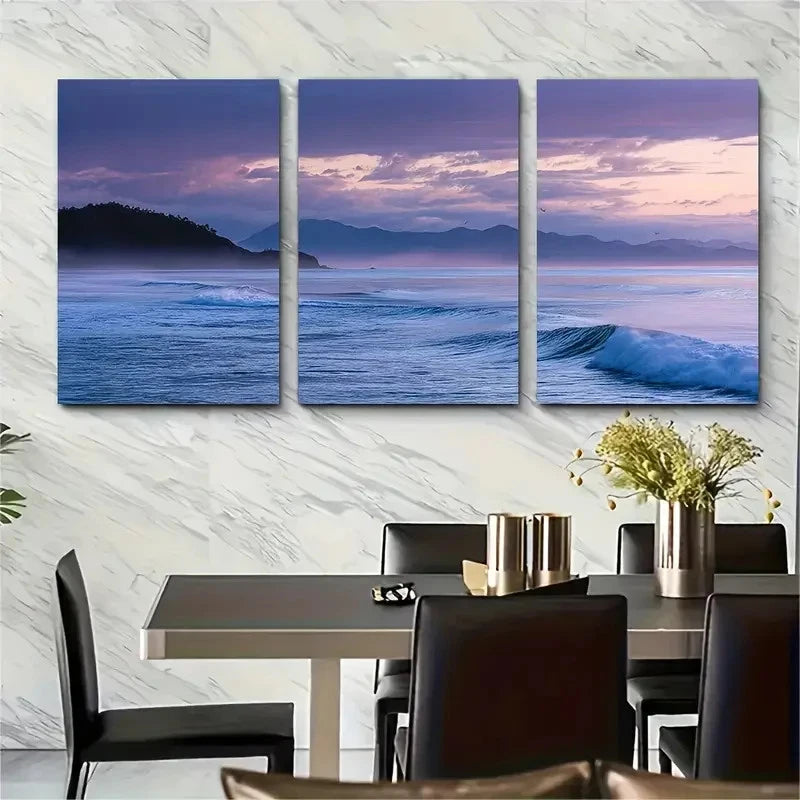 3pcs Dusk Air Surf Coastal Decor Australia Wall Art Set Canvas Framed 50x70cm - High Quality Print 100% Australian Made Wall Canvas Ready to Hang - Bella Home Decor