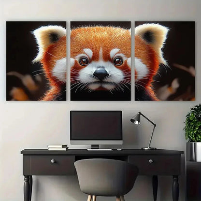 3pcs Red Panda Wild Animal Portrait Metal Print Ready to Hang Art - Bella Home Decor