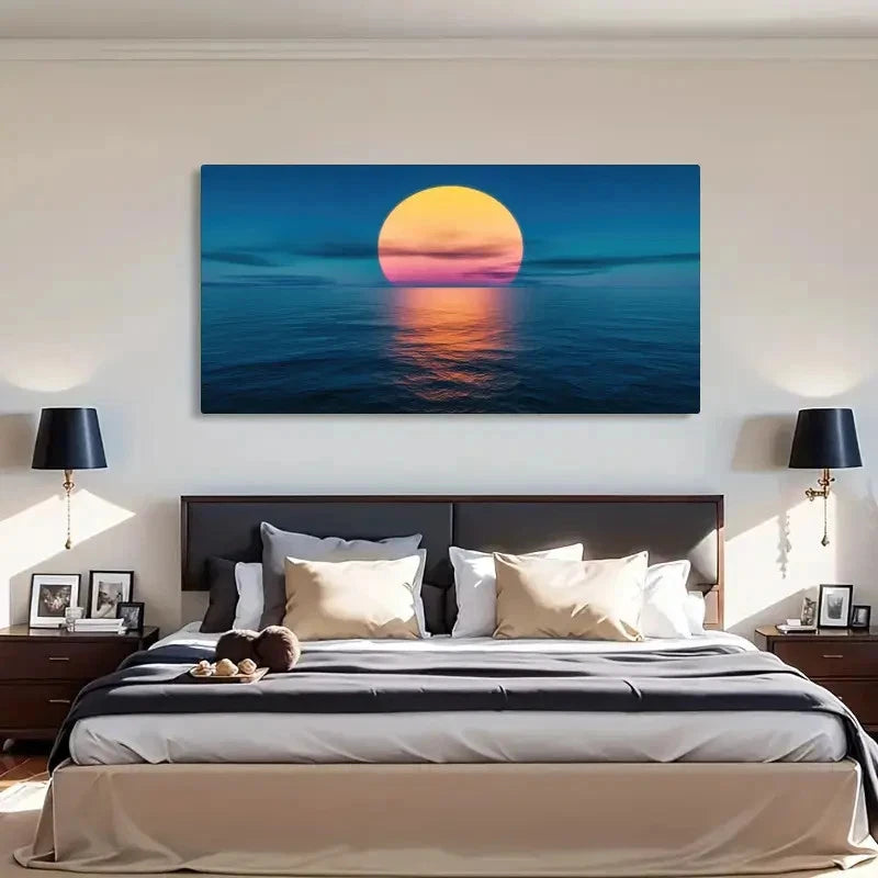 Sunset Ocean Lake Natural Wall Art Canvas Office Home Room Framed 120x60cm