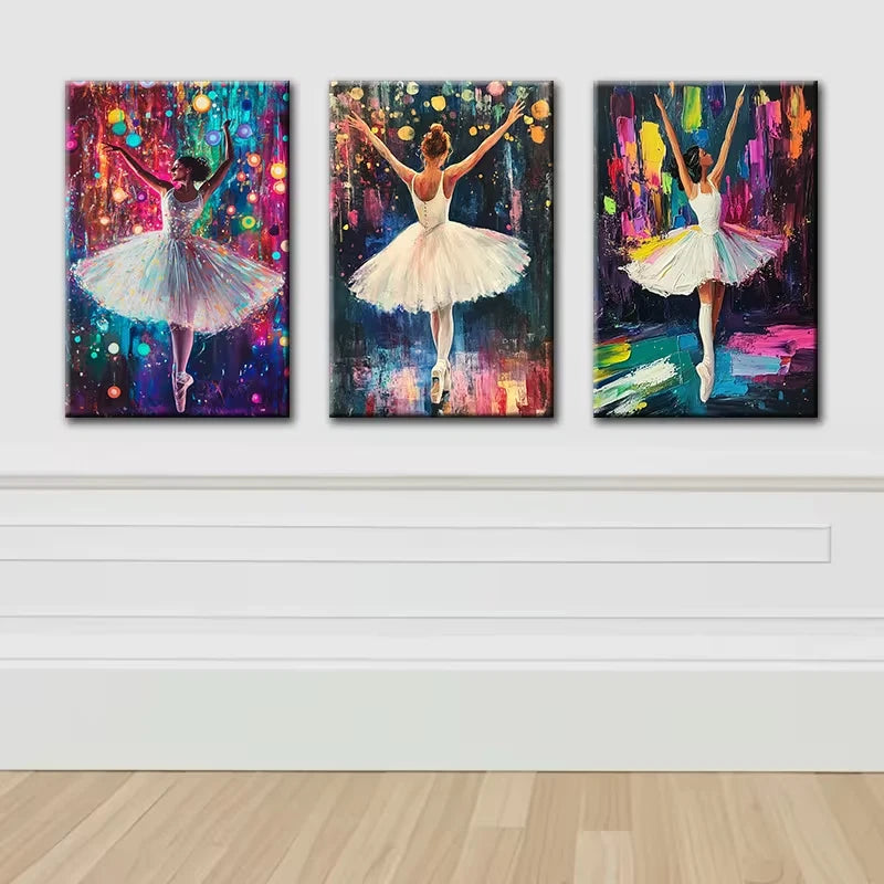 3pcs Ballerina Elegant Dancer Wall Art Set Canvas Framed 60x90cm - High Quality Print 100% Australian Made Wall Canvas Ready to Hang