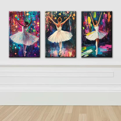 3pcs Ballerina Elegant Dancer Wall Art Set Canvas Framed 60x90cm - High Quality Print 100% Australian Made Wall Canvas Ready to Hang