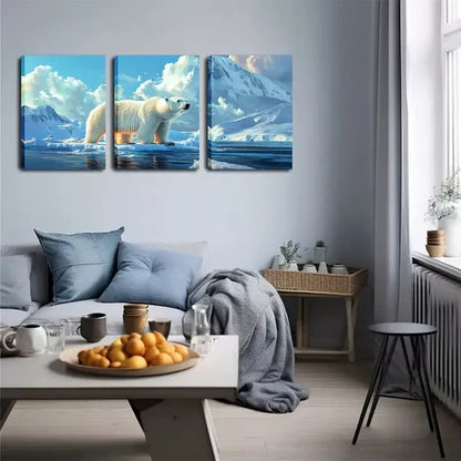 3pcs Arctic Landscape with Majestic White Bear Wall Art Canvas Unframed - High Quality Print 100% Australian Made Wall Canvas - Bella Home Decor