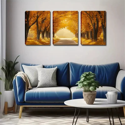 3pcs Romantic Autumn Forest Scene Wall Art Canvas Unframed - High Quality Print 100% Australian Made Wall Canvas