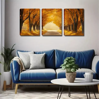 3pcs Romantic Autumn Forest Scene Wall Art Canvas Unframed - High Quality Print 100% Australian Made Wall Canvas