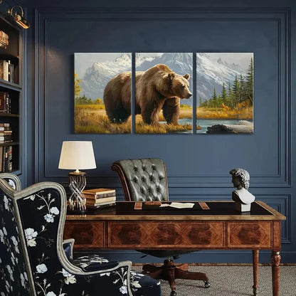 3pcs Artistic Bear Landscape Mountain Scenery Metal Print Ready to Hang Art - Bella Home Decor