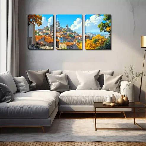 3pcs Characteristic Mountain City Wall Art Canvas Unframed - High Quality Print 100% Australian Made Wall Canvas - Bella Home Decor