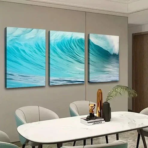 3pcs Wave Beach Ocean Wall Art Canvas Unframed - High Quality Print 100% Australian Made Wall Canvas