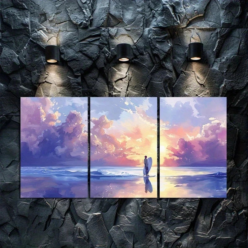 3pcs Challenge Your Limits with Surfing Metal Print Ready to Hang Art - Bella Home Decor