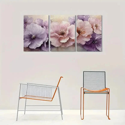 3pcs Abstract Floral Modern Themed Metal Print Ready to Hang Art - Bella Home Decor