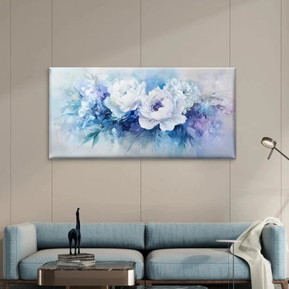 Enchanting Blue Flowers Wall Art Canvas Office Home Room Framed 120x60cm