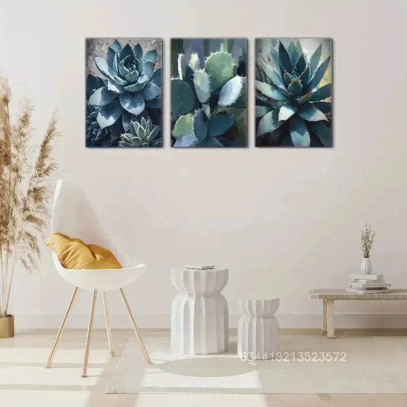 3pcs Desert Cactus Art Southwestern Style Metal Print Ready to Hang Art - Bella Home Decor