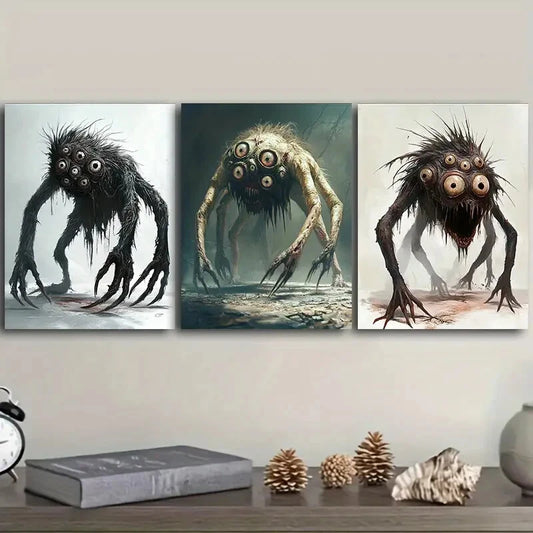 3pcs Eye monster Art Painting Metal Print Ready to Hang Art