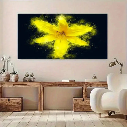 Chic Yellow Lily Inkjet Wall Art Canvas Office Home Room Framed 120x60cm