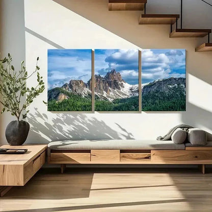 3pcs Snow Mountain Blue Sky & White Clouds Wall Art Set Canvas Unframed - High Quality Print 100% Australian Made Wall Canvas