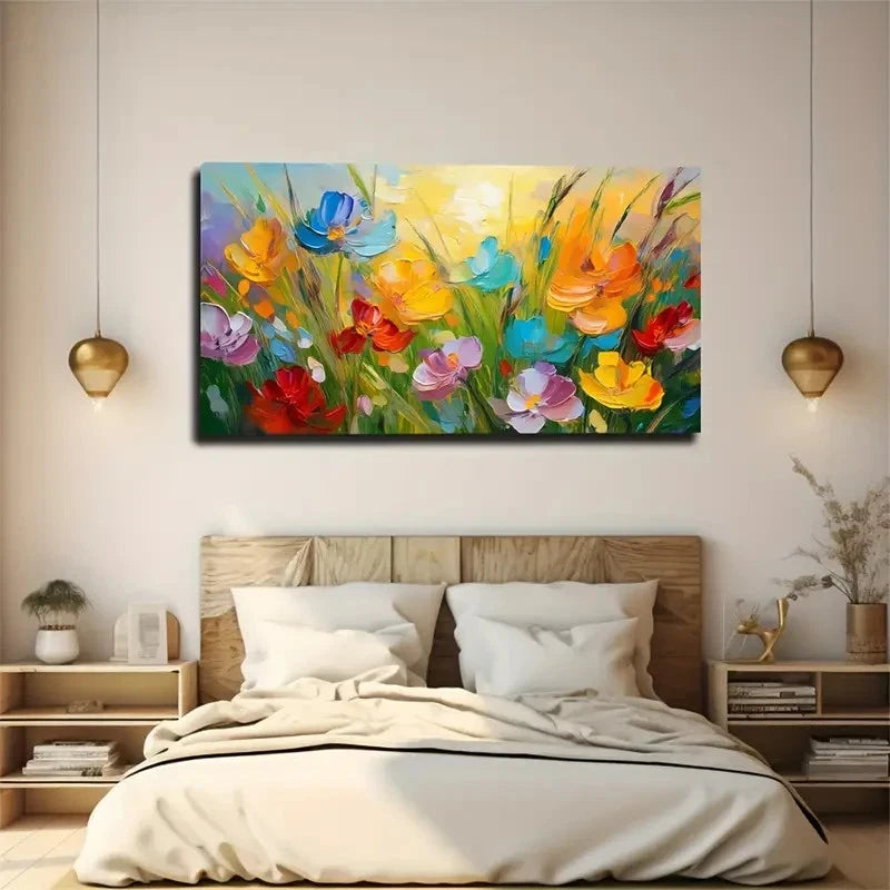 Bunch Of Colorful Flowers Wall Art Canvas Office Home Room Framed 120x60cm