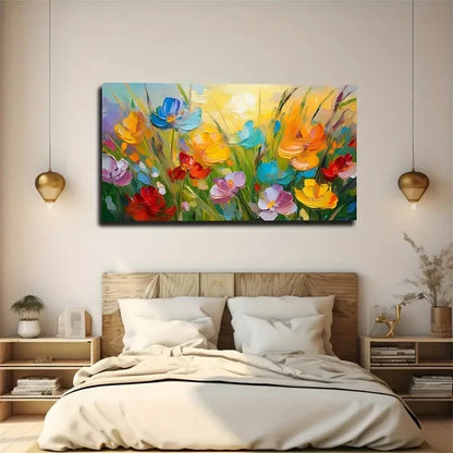 Bunch Of Colorful Flowers Wall Art Canvas Office Home Room Framed 120x60cm