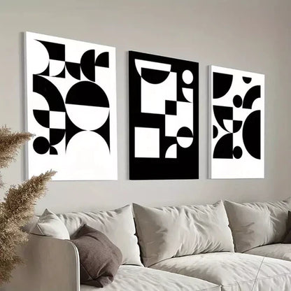 3pcs White & Black Abstract Wall Art Set Canvas Unframed - High Quality Print 100% Australian Made Wall Canvas