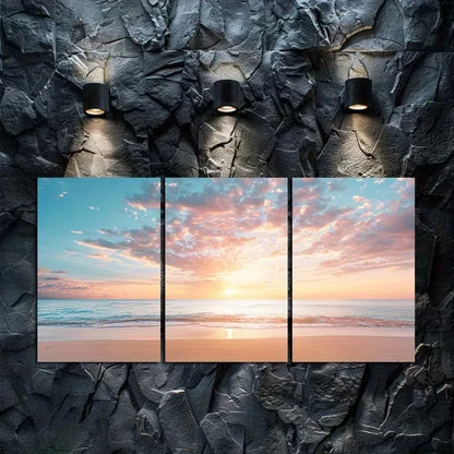 3pcs Beautiful Sunset Over The Sea Metal Print Ready to Hang Art - Bella Home Decor