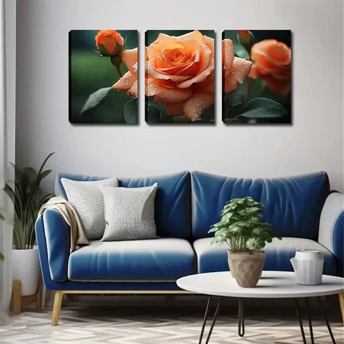 3pcs Elegant And Attractive Roses Wall Art Set Canvas Unframed - High Quality Print 100% Australian Made Wall Canvas