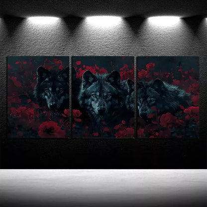 3pcs Wolf Family Wall Art Set Canvas Unframed - High Quality Print 100% Australian Made Wall Canvas