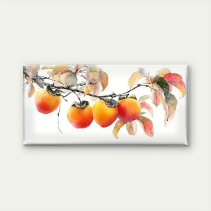 Vibrant Persimmon Tree with Realistic FoliagUnframed Canvas Painting for Living - Bella Home Decor