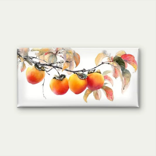 Vibrant Persimmon Tree with Realistic Foliage Wall Art Canvas Office Home Room Framed 120x60cm