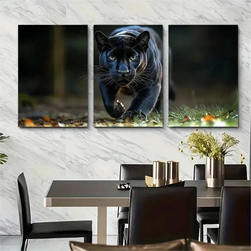3pcs Stunning Wild Cat Photography Sleek Perfect Wall Art Set Canvas Framed 50x70cm - High Quality Print 100% Australian Made Wall Canvas Ready to Hang