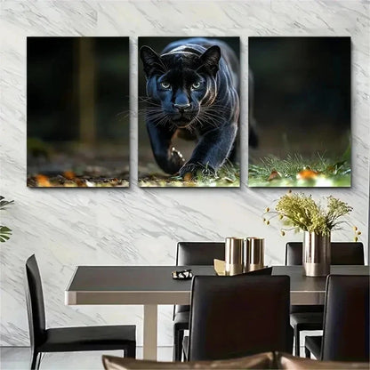 3pcs Stunning Wild Cat Photography Sleek Perfect Wall Art Set Canvas Framed 50x70cm - High Quality Print 100% Australian Made Wall Canvas Ready to Hang