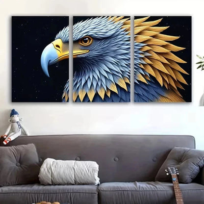 3pcs Hawk Head Painting Metal Print Ready to Hang Art